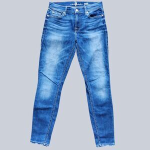 7 For All Mankind Ankle Gwenevere Women's Jeans Size 28 Blue Distressed Cropped